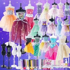 600+Pcs Fashion Designer Kits For Girls, Sewing Kit With 4 Mannequins,